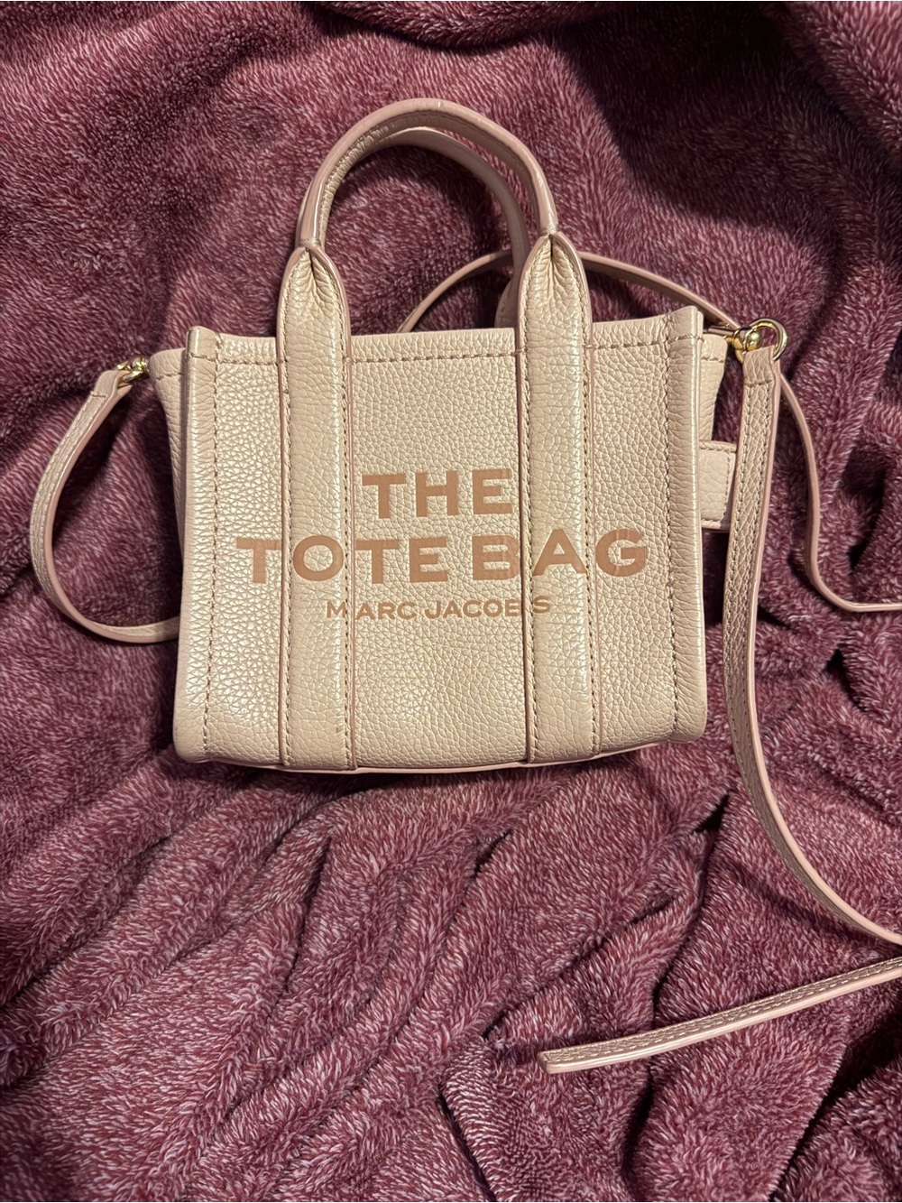 Marc Jacobs Mini The Tote Bag in Blush Pink Pebbled Leather